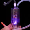 LED lampor byt glas hookah rökning rör rök shisha diposable glasrör olja brännare askfångare bong percolater bubbler tobakskål cool gåvor