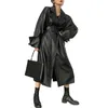 Женские траншевые пальто женское черное пальто Женщины 2022 Длинные куртки Женская мода свободная винтажная винтажная одежда теплой осень уличная одежда Чакета