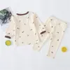 primavera e autunno vestito da bambino in cotone girocollo a maniche lunghe T-shirt + leggings bambini vestiti per bambina 210515