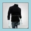 Męskie Swetry Odzież Odzież 2021 Wiosna Zima Ciepły Sweter Mężczyźni Turtleneck Solid Color Casual Homme Slim Fit Dzianiny Bawełna Plaki DRO