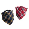 Hundkläder British Syle Pattern Check Dogs Bandanas Reversible Scarves Dogg Kerchiefs Bomull Scarf Justerbara Pet Scarfs Fall Handkerchiefs Bibs