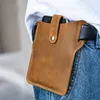 5pcs Waist Bags Men Genuine leather Retro Multifunctional Solid Double Hole Phone Hasp Fanny Packs Mix Color