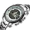 Stryve Men Luxury Full Stainless Steel Sport Waterproof Military Dial Dual Display Quartz Digital Watches MontreHomme腕時計