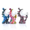 Hot Printed moon Dab rig glass bong water pipes silicone smoking pipe waterbong smoke tube for hookah tabacco