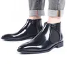 ربيع أزياء الجلود رجال الأحذية مريحة zip مدببة إصبع القدم فستان الأعمال رجالي الأسود البني الكاحل boot9401417