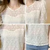 QOERLIN Eyelet Embroidery Bishop Sleeve Blouse Women Plus Size Chic Apricot Sexy Tops Fashion Short Sleeve Loose Casual Blouses 210412