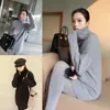 Wholesale-Women TurtleNeckプルオーバーカシミアセーター長い緩いソリッドカラーニットベーシックウールレディプラスサイズ2021冬