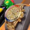Orologio da uomo a diamante zircone orologi meccanici automatici 43mm Montre de lussuoso orologio da polso ad anello diamantato arcobaleno