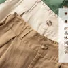 Pantaloncini da donna con pantaloncini Harajuku in lino di cotone a vita alta Pantaloncini casual con bottoni larghi Bermuda per donna Estate Plus Size 5XL 210625