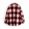 Retro estilo britânico lapela manga longa escuro vermelho lã casual camisa jaqueta primavera e outono 210521