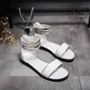 Cootelili 35-39 mode sommar casual sandaler öppna tå lägenheter kvinnor skor smala band solida zip damer sandaler leopard girls y0608