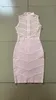 Ocstrade Sexy Halter Bandage Kleid Elegante Frauen Mesh Mini Rosa Bandagen Bodycon Promi Abend Party 210527