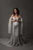 Baby shower långa klänningar med cape passande moderskap maxi kappa för fotografering graviditet fotografering jersey stretchy klänning q0713