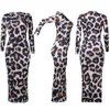 OMSJ Leopard Print Dress With Long Sleeve Midi Party Women Autumn Sexy Slim Clubwear Fashion O Neck Bodycon 210517