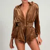 Women's Tracksuits 2-piece Sexy Top And Shorts Green No Casual Suit 2022 Summer Fashion Black Velvet