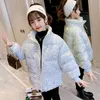 冬の女の子のアウターウェア新しいスパンコールは綿の暖かい子供ジャケットフード付きガールズアウター10代の服5-14yrs H0909