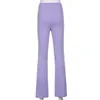 Sweetown Purple Ribbed Joggers Kobiety Dzianiny Flare Spodnie Szczupła Wysoka Talia Spodnie Estetyczne Kobiece Vintage 90S Spodnie dresowe 210925