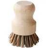 Palm Pot Wash Brush Wood Round Mini Dish Borste Natural Scrub Borste Hållbart skrubber Kort handtag Rengöringsrätter Kökssats