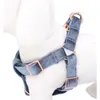 Blue Velvet Dog Harness Basic Dog Leash Adjustable Buckle Cotton Fabric for Dog or Cat 210712