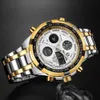 Luxe mannen goldenhour klassieke business quartz horloge heren mode Dual display roestvrij stalen polshorloges waterdichte mannelijke klok 210728