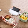 3 pièces Set Lunch Box Leakproof Portable Four à micro-ondes Conteneur alimentaire Bureau École Voyage Randonnée Kid Santé Matériel Bento Box 210925