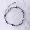 Charm-Armbänder Damen Herzförmiges Silberarmband Zirkon Stein Durchbrochen Geometrisch Modeschmuck Halloween Weihnachtsgeschenke