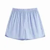 Women Casual Shorts Summer Fashion Elastic Waist Modern Lady Striped Bottom 210602