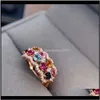 Ringen JewelryNatural Color Sapphire / Candy Tourmaline Gemstone Ring Real 925 Sterling Sier Fashion Fijne Charmante Bruiloft Sieraden Meibapjfs Cl