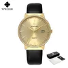 Wwoor Simple Men Relojes de cuarzo Top Brand Luxury Gold Cuarzo Reloj Hombres Casual Cuero Impermeable Auto Fecha Relogio Masculino 210527