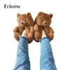 Echoine Femmes Hiver Chaud Maison Chaussures Teddy Bear Pantoufles Doux Maison Intérieur Pantoufle Dames Mignon Dessin Animé Drôle Kigurumi Chaussures Y0902