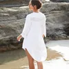 الشاطئ التستر القطن الأبيض سارونغ بيكيني المايوه النساء ملابس السباحة بحر