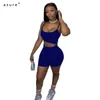 Two Piece Set Women Sexy Outfit Summer Clothing Office Tracksuit Female Crop Top Shorts Sets Sportswear 7323 210712