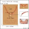 Pendant Necklaces & Pendants Jewelry 12 Constellation Zodiac Sign Red Black Braided Rope Counple Bracelets Leo Libra Woven Bracelet Trendy F