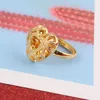 Anello a fascia in oro da sposa etiope con fiore a cuore cavo etnico africano per le donne Gioielli India Kenya Medio Oriente