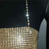 Mulheres shinestones halter backless saft top verão sexy dourado prateado ajustável em cadeia de peito festas cortadas na praia Cami tops 210401