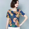 Blusas De seda De moda coreana, camisa estampada para Mujer, blusas De talla grande para Mujer, blusa con patrón De satén, Blusas De Mujer De Moda 210531