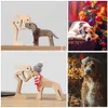 Decor Home Wooden Decorative Miniature Figurines Living Room Decoration Ornaments For Home Puppy Dog Human Wood Craft Sculpture 210607