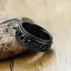 VNOX 8 мм Cool Black Spinner Цепное кольцо для мужчин Текстура шин Из Нержавеющей стали Стыгающие Ссылки Панк Мужской Анел