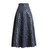 Twotwinstyle Denim Patchwork Sequin Skirt for Women High Waist Casual a Line Skirts Female Fashion Clothing Spring 210702