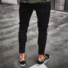 Мужские джинсы модные мужские мужские дизайнер черные разорванные узкие разрушенные потертые тонкие джинсовые брюки на молнию