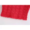Women Sweet Fashion Red Short Knitted Blouses Vintage Sleeveless Straps Shirts Girls Casual Chic Tops 210520