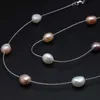 Série de mariage bijoux longs d'eau douce naturelle bijoux de perles multicolores collier de mariée pour femmes cadeaux