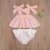 0-24m Sommarfödd Spädbarn Baby Girl Kläder Set Bow Ruffles Vest Tops Shorts Outfits Kostymer 210515