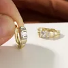 Hoop Huggie Geometric White Zircon ￶rh￤ngen Enkel mode Square Stone Small Boho Gold Color Brud Wedding For Women