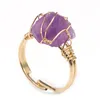 Мода Crystal Coney Ring Handmade Gold Wire Wrap Druzy Богемные ювелирные изделия Подарочные кольца для женщин День рождения Партия Кольца Регулируемые