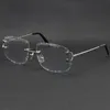 Vendita all'ingrosso senza montatura T8200762 Montatura in metallo oro argento unisex Occhiali da vista lunette occhiali da guida C Decorazione montature per occhiali da vista uomo Donna Cut top Lens