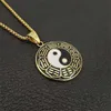 2024 roestvrij staal Tai chi kompas hanger Chinese stijl cadeau zilver goud antiek de yin en yang acht diagrammen ketting hangers juweel voor mannen vrouwen