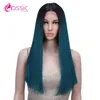 Pruiken Synthetische pruiken Klassiek Plus Kanten Voorkant Pruik Lang Recht Cosplay Haar Voor Vrouwen Ombre Blond Paars Roze Blauw Groen Hittebestendig