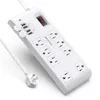US Stock Bestek 8-outlet plugsportbeschermer Power Strip met 4 USB-poorten, 5v 4.2A, 6-voet Heavy Duty Extension Cord A01 A42