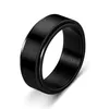 Wedding Rings 8mm Fashion Black Stainless Steel Rotatable Ring Glossy/Brush Stylish Punk Men's Simple Basic Style Jewelry
